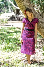 Leela Cotton Wrap Dress - Garland Print