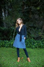 Melissa A-Line Cotton Skirt - Ditsy Blue Print