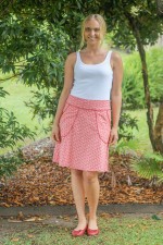 Melissa A-Line Cotton Skirt - Red Fan Print