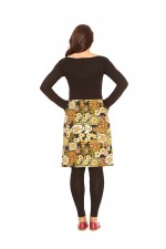 Nadia  A line Cotton Skirt - Plain Black and Klimt Print