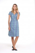 Astrid Cotton Wrap Dress - Santorini Print