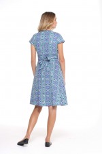 Astrid Cotton Wrap Dress - Santorini Print