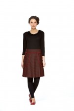 Melissa A-Line Cotton Skirt - Black & Red-Spot Print