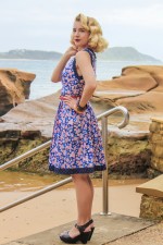 Paloma Cotton 50’s 2 print Dress - Sakura + Navy Spot Prints