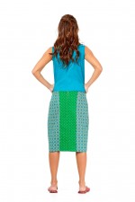 Tess A line Cotton Skirt - Green Chakra and Green Spot  Prints