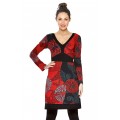 Origami Cotton Mixed Print Dress - Red