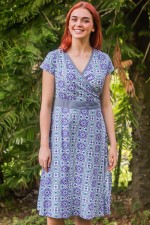 Leela Cotton Wrap Dress - Santorini Print