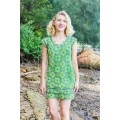 Cassy Cotton Braid Dress - SHORT - Lime Paisley Print