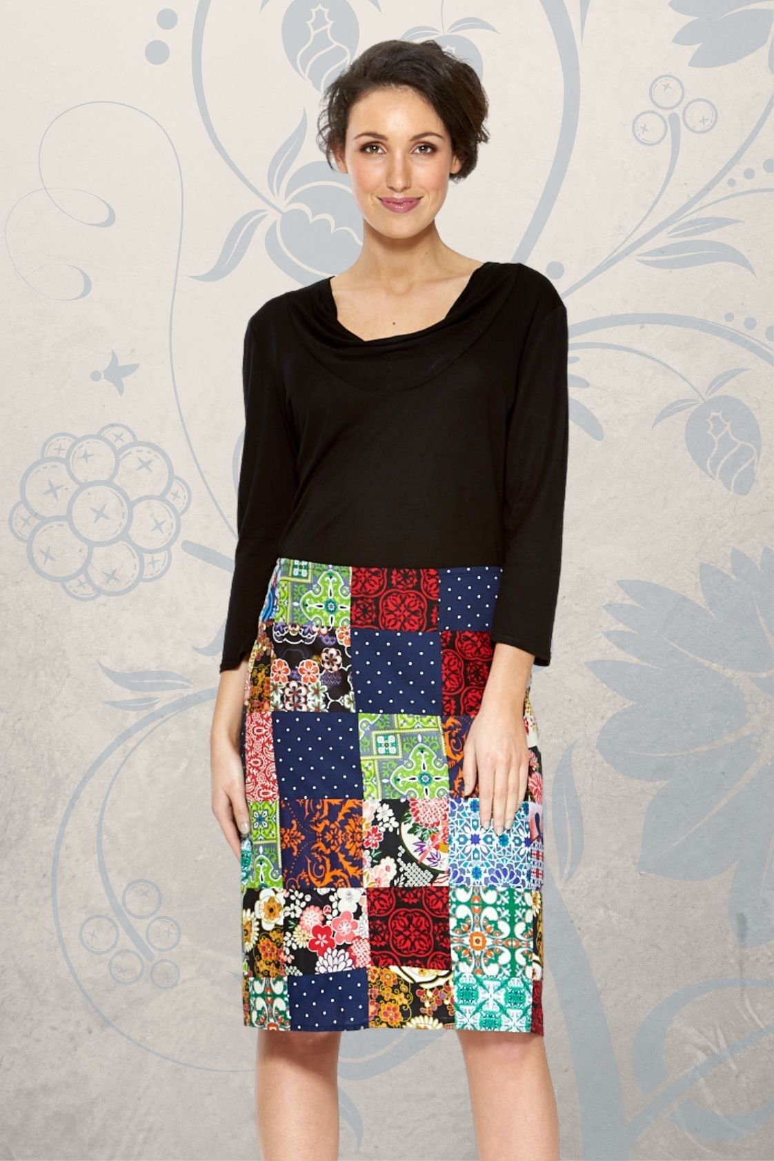 Patchwork Circle Skirt With Detailed Beaded Pocket – cassandra bromfield