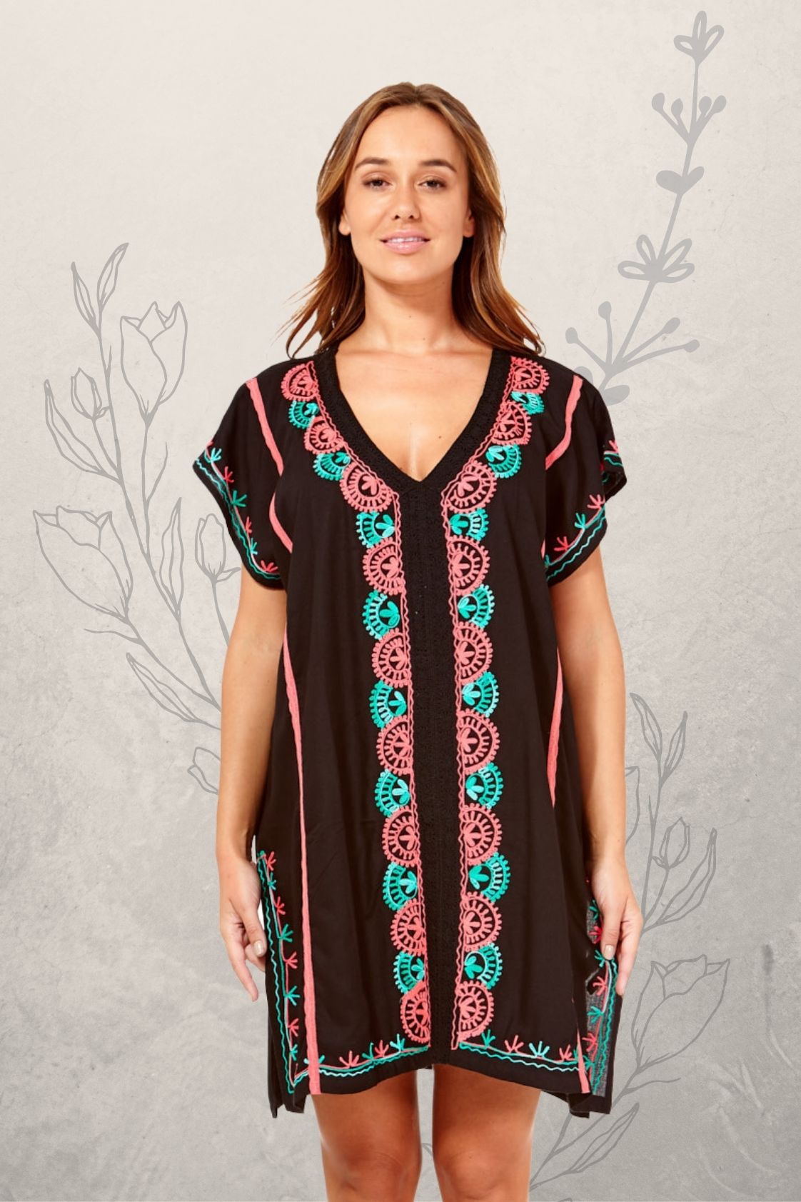 Bali Poncho with Embroidery 