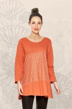 Umi Long Sleeve Cotton Tunic - Orange -Shippo  Print