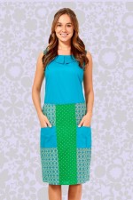 Tess A line Cotton Skirt - Green Chakra and Green Spot  Prints