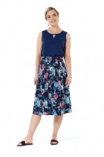 Jessica Cotton Skirt with Pockets - Flores Print