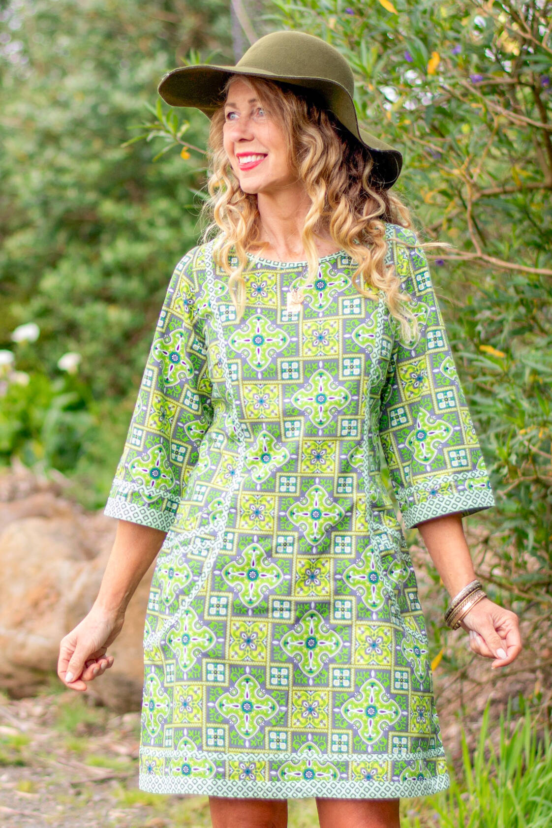 New Connie L/S Dress - Lime Paisley Print