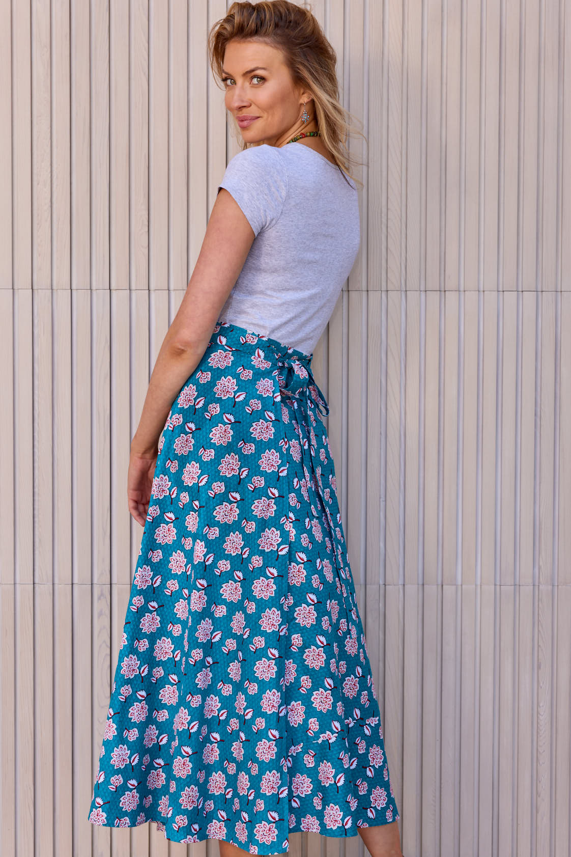Grace Long Cotton Wrap Skirt - Yoko Print | Rasaleela