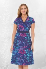 Leela Cotton Wrap Dress - Berry Print