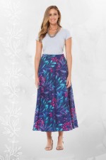 Grace Long Cotton Wrap Skirt - Berry Print