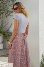 Grace Long Cotton Wrap Skirt - Hermes Print