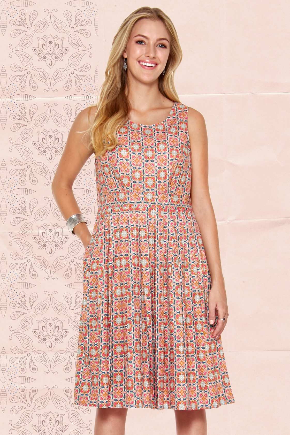 Jude Cotton 50’s A-Line Dress in Hermes Print