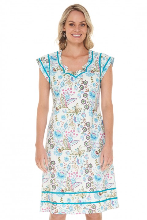 Cassy Cotton Braid Dress in Palma Print