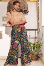 Claudia Cotton Trousers in Iris Print