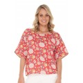 Ruth Cotton  Reversible Top in Aster & Plain Beige