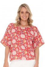 Ruth Cotton  Reversible Top in Aster & Plain Beige