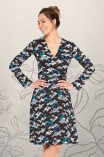 Sunburst L/S Wrap Dress - Kobe Print