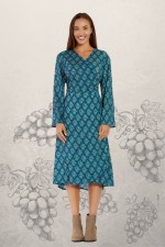 Micki long Sleeve Wrap Dress - Grapes Print