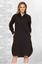 Anjali Cotton Shirtdress - Black