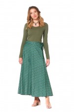 Grace Long Cotton Wrap Skirt - Forest Print