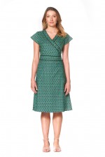 Astrid Cotton Wrap Dress in Forest Print