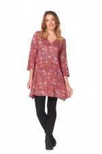 Annabell Rayon Dress with Bell Sleeves   - Sherbet Print