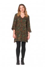 Annabell  Rayon Dress with Bell Sleeves - Twiggy Print