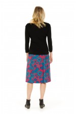 New Dita Cotton Reversible Skirt in Lily & Navy Flower Prints