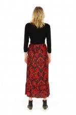 Ole Maxi Wrap Frill Skirt in Claret Print